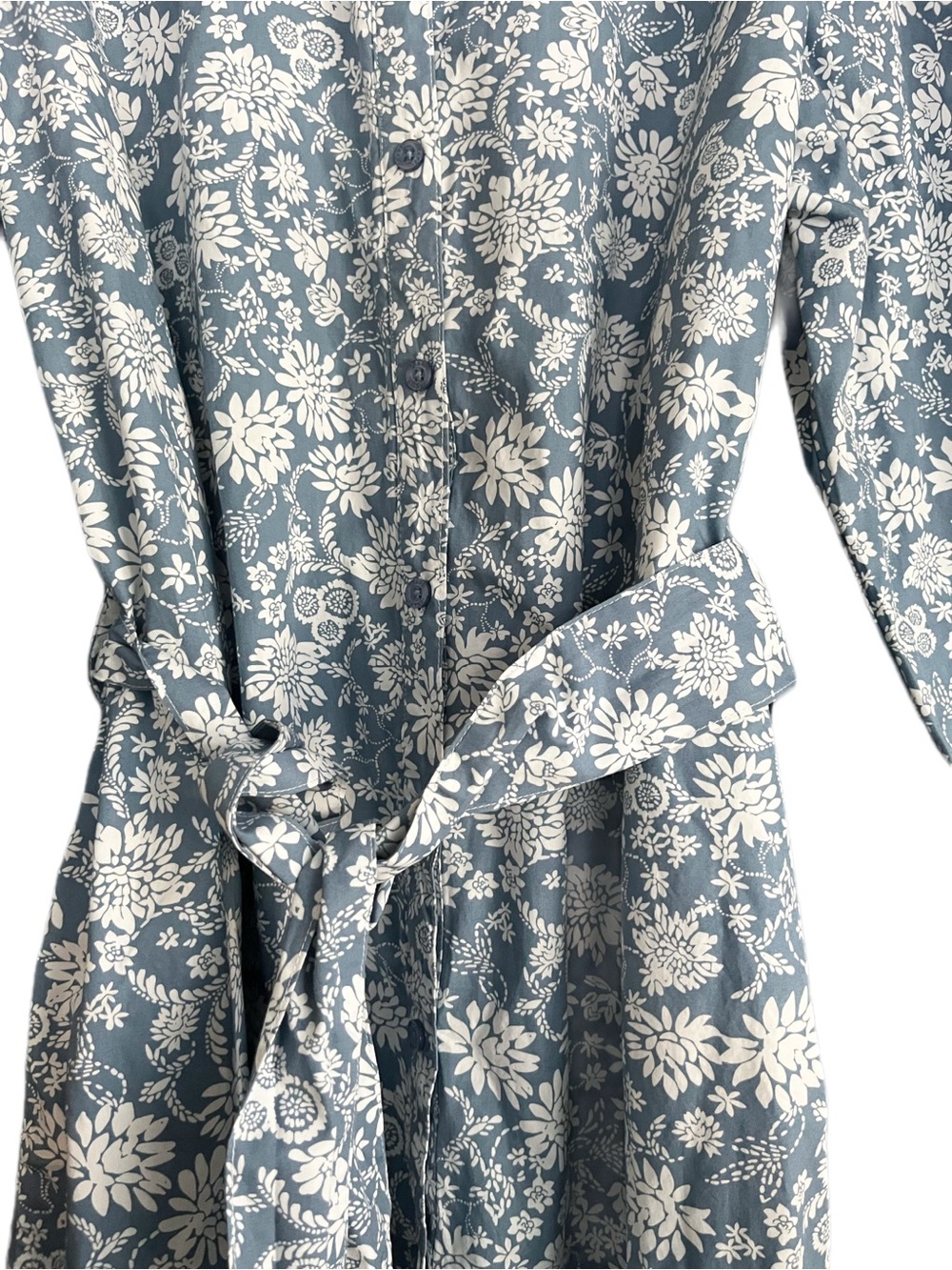 Blue Floral Belted Cottagecore Front Button Belted Shirt Dress Chaps Sixe XXL - Picture 5 of 16